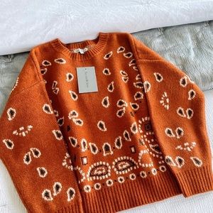 Bandana Sweater - Rust, Size Large